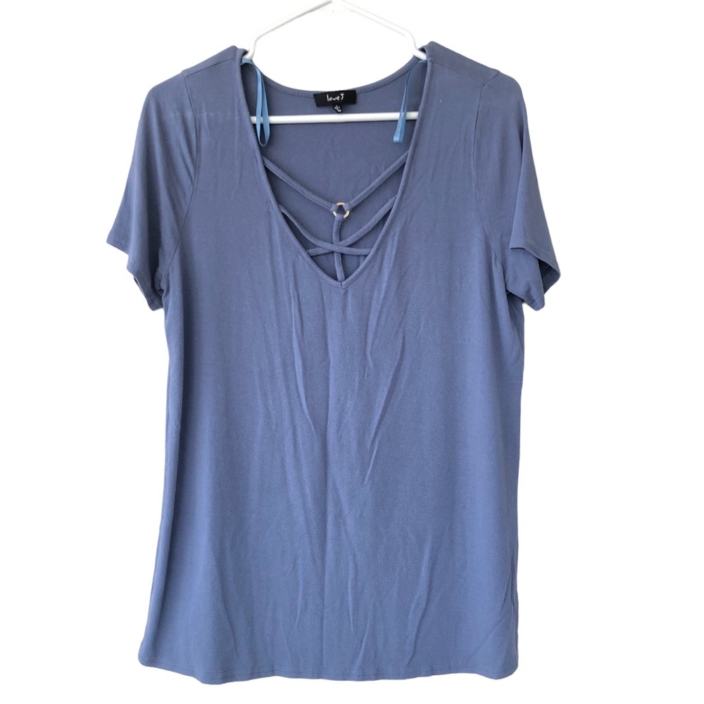 6••Love J V-Neck Blue Top (L)